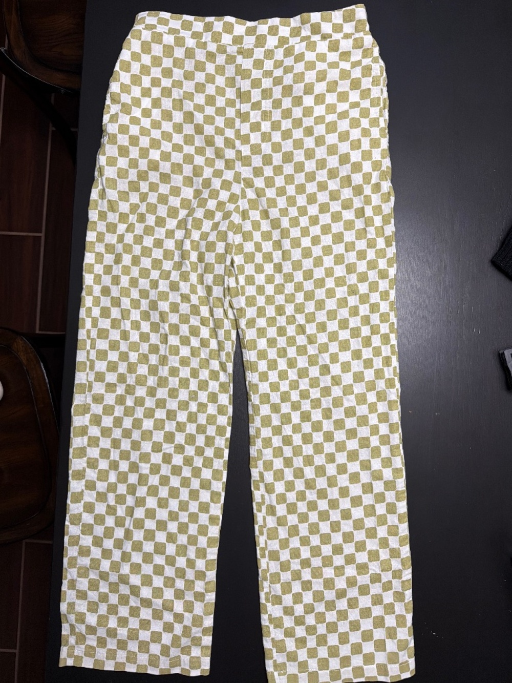 Mod Ref Linen-Blend cropped checkered pants